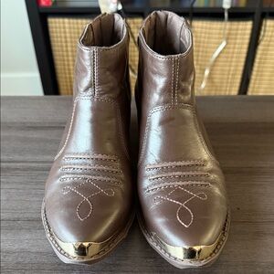 Elegant Brown Leather Ankle Booties